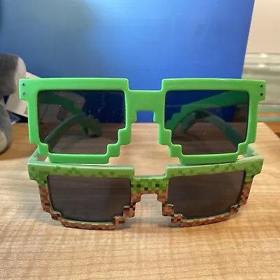 Minecraft Style 3D Blocks Green Mosaic Glasses Lot Of 2 • $9.99