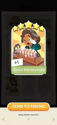 Monopoly Go - Making Music- 5 Star Sticker ⭐️⭐️⭐️⭐️⭐️- Set 17 Glass Harmonica • $4.50