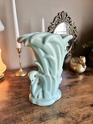 Vintage 1940 McCoy Swan Aqua Blue Green Planter Vase • $32