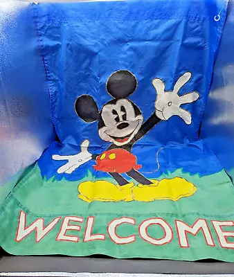 Mickey Mouse Outdoor WELCOME Flag Blue House Banner Disney Vintage • $14.98