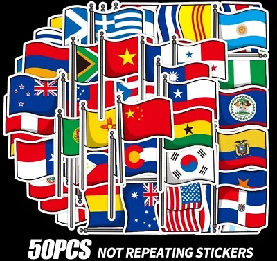 50 National Flag Stickers/world Countries/maps/country Vinyl Sticker-waterproof • £4.33