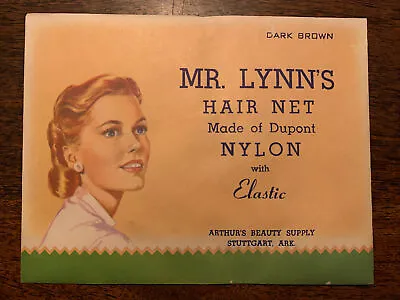 £8.85 • Buy Vintage 1950s Hair Net Mr Lynn’s Nylon Pinup 50s 40s Snood Rockabilly NOS  Brown