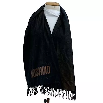 MOSCHINO LOGO BROWN LONG WOOL Scarf 63/14 In MADE IN ITALY #A102 • $53.90