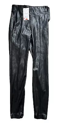 BNWT ZARA Women's Black Vegan Faux Leather Trousers - Size Small *Zip Faulty • £9.50