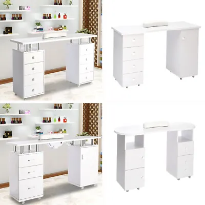 White Manicure Nail Bar Art Salon Storage Station Table Desk Beauty With Drawers • £99.95