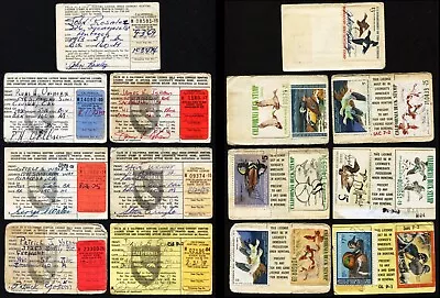 7 California 1969-1978 Waterfowl Duck Hunting Licenses W/ CA & Fed RW Stamps • $15.95