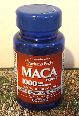 Puritan's Pride MACA Men's Performance Libido 60 Capsules 1000 Mg Exp 4/2026 • $15