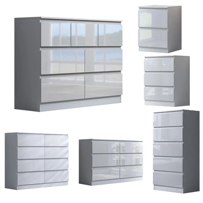 £149.97 • Buy White Gloss Chest Of Drawers Bedroom Furniture Gloss Finish Fronts Modern Design