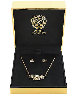 $65 Vince Camuto Pave Pyramid Necklace & Earrings Set IN GIFT BOX - Gold-Tone • $19.95