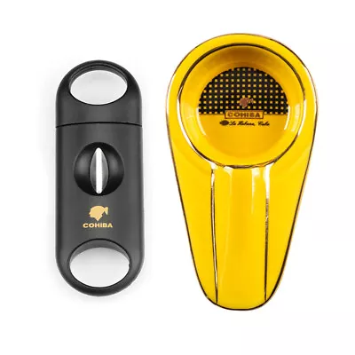 $12.99 • Buy Ceramics Cigar Ashtray Holder And V-Cut Plastic Cigar Cutter Stainless Steel Set