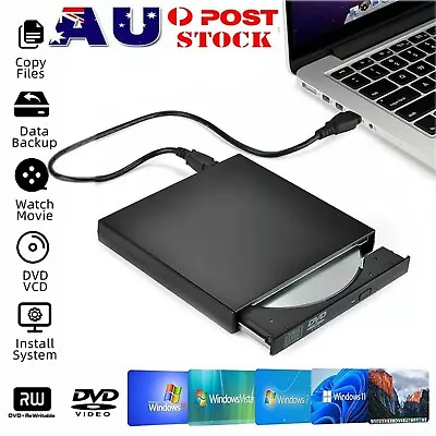 Portable External Drive USB Burner CD RW DVD ROM Reader Writer For Mac Windows • $22.96