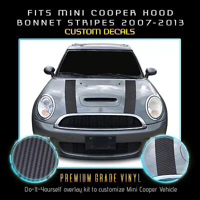 For 2007-2013 Mini Cooper Hood Bonnet Stripe Vinyl Decals 3D Carbon Fiber • $16.95