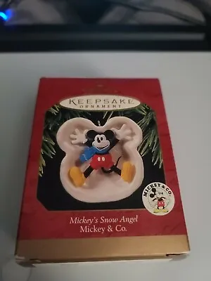 1997 HALLMARK Keepsake Ornament DISNEY MICKEY MOUSE Mickey's Snow Angel ~NIB • $8