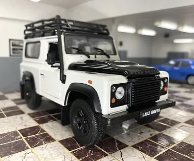 Welly Land Rover Defender White Td5 Tdci 90 Roof Rack Snorkel 1/24 Scale Model • £32