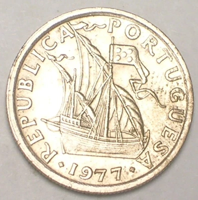 $3.69 • Buy 1977 Portugal Portuguese 2 1/2 Escudos Ship Coin XF
