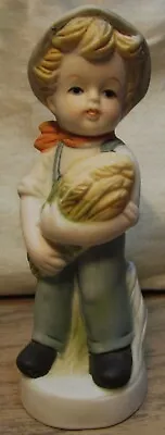 Vintage Boy With Harvest Bushel 5  Porcelain Figurine Rare? Used - Vg • $19