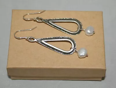 $45 • Buy Silpada Sterling Silver Oxidized Textured Freshwater Pearl Drop Earrings W1388