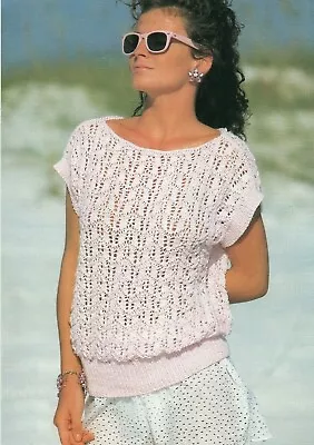  Ladies Summer Sleeveless Cotton Top Knitting Pattern DK 30-40 1273  • £2.09