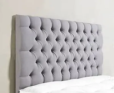Luxury Chesterfield Bed Headboard In Turin Linen Fabric In 26  Height • £54.99
