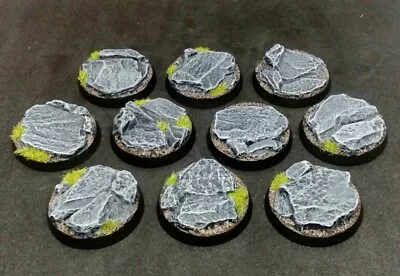 32mm Resin Bases X10 Rock Slate Stone For Warhammer 40k AoS (unpainted) • £5.99