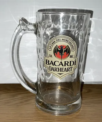 Vintage Bacardi Oakheart Rum 325ml Patterned Glass Stein With Handle FREE POST • $39