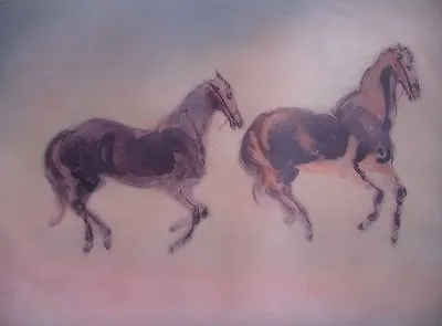 Kaiko Moti Two Horses Original Etching Signed & Numbered Artwork • $300