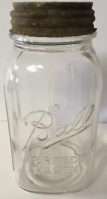 Vintage 1933-1962 Clear Ball Perfect Mason #13 Quart Fruit Jar #13 Ball Zinc Lid • $14.79