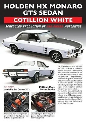 LAST ONE $232 Holden HX MONARO GTS Sedan 'Cotillion White' • $232