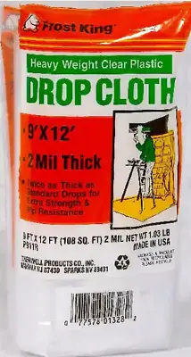 $4.85 • Buy 9 X 12 Ft Clear Roll Drop Cloth Plastic Sheeting Rip Tear-Resistant