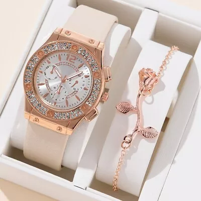 Leather Watch Band Watches Bracelet Set Alloy Retro Watch  Girl • $16.23