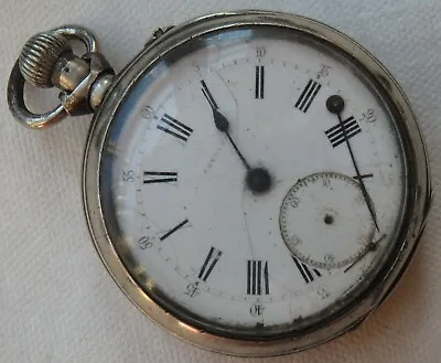 Longines Pocket Watch Open Face Silver Case 48 Mm. In Diameter Enamel Dial • $110