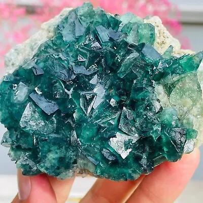 Natural Dark Green Fluorite Rough Quartz Cluster VUG Specimens Reiki Healing • $19.90