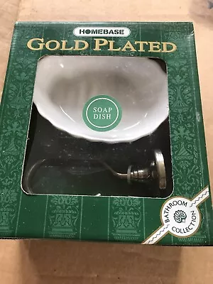 Ceramic Soap Dish And Gold Plated Holder New • £5