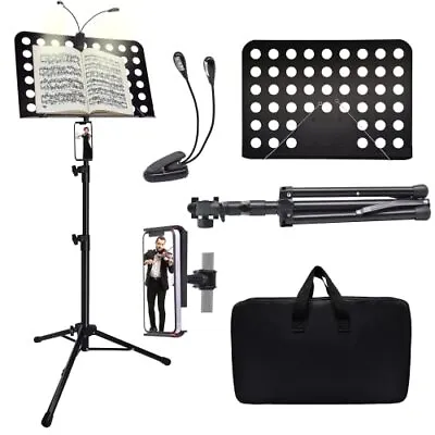Sheet Music Stand With Light & Phone Holder 57 Music Stand For Sheet Music • $30.68