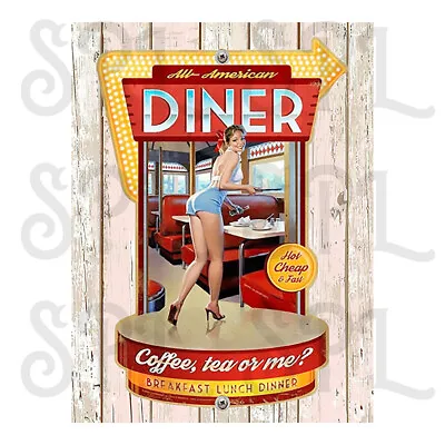 £3.95 • Buy American Diner Retro Vintage Replica Style Metal Tin Sign/plaque HOME Decor