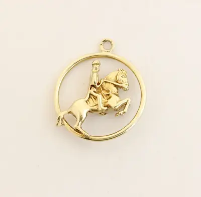 £440.75 • Buy 14K Yellow Gold Estate Cavalry Soldier On Horseback Charm 6.1g
