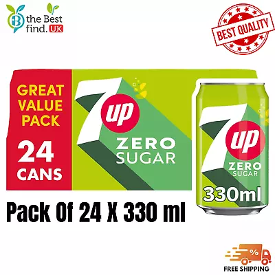 7UP Zero Lemon & Lime Cans 24 X 330ml Free UK • £20.99