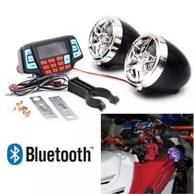 Motorcycle Bluetooth Audio Sound System MP3 FM Radio Stereo Speakers Waterproof • £42.64