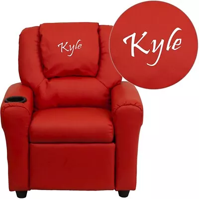 Flash Furniture Red Vinyl Kids Recliner Cup Holder - DG-ULT-KID-RED-EMB-GG • $254.99