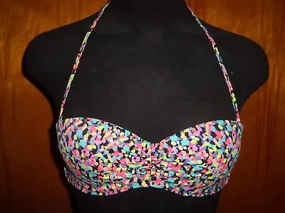 Victoria's Secret Strapless Floral Push-Up Bandeau Bikini Ruched Top 32B New • $14.99