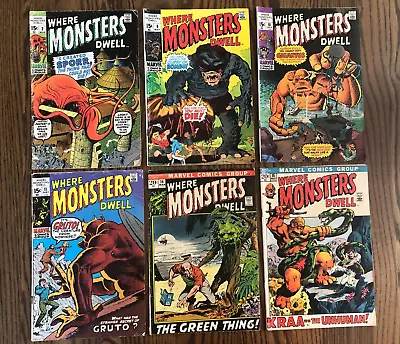6 PC VINTAGE LOT WHERE MONSTERS DWELL 2 9 10 11 14 And 15 BRONZE AGE COMIC BOOKS • $34.99