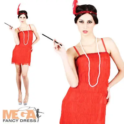 Red Flapper Girl Ladies Fancy Dress 1920s Showtime Charleston Gatsby Costume  • £16.99