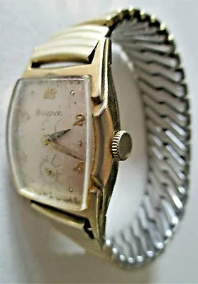 $40 • Buy Ca 1959 BULOVA Man's Wristwatch 17j, Unadjusted, Swiss, 10k Gold Plate RUNNING