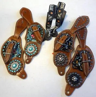 SET Antique Floral Spurs & Or Show Bling Spur Straps Youth Western Holiday Gift! • $64.50