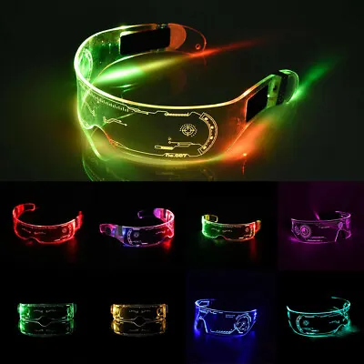 $12.99 • Buy LED Light Up 7 Color Clear Lenses Visor Glasses Goggles Cyberpunk Rave Party US