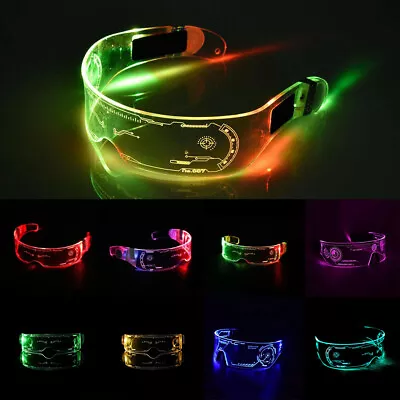 LED Light Up 7 Color Clear Lenses Visor Glasses Goggles Cyberpunk Rave Party US • $10.99