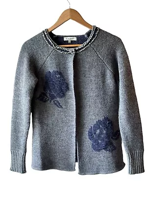 Cocogio Size S Made In Italy Gray & Blue Wool & Mohair Blend Cardigan Sweater • $42.50