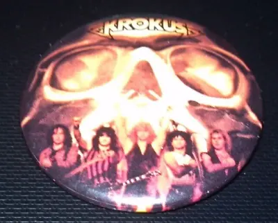 RARE Vintage 1983 KROKUS Headhunter Pin Button Badge Swiss Metal Band 1 1/2  • $4