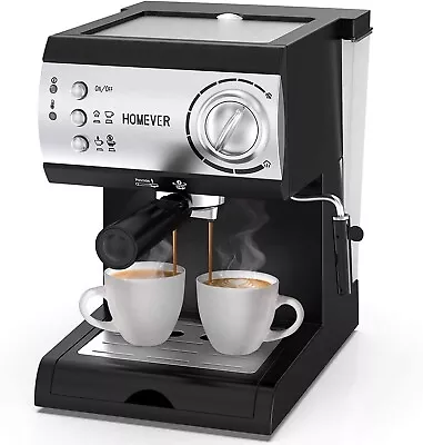 Espresso Coffee Machine 15 Bar Milk Steamer Latte Cappuccino Cup Warmer • £58.99