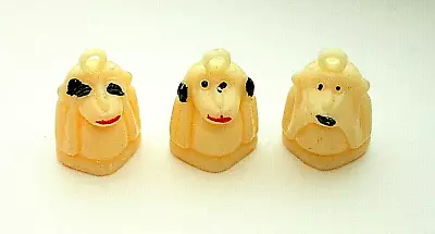 3 Vintage Plastic Monkey Charms See Hear Speak No Evil GumBall NOS New 1960-70s • $18.99